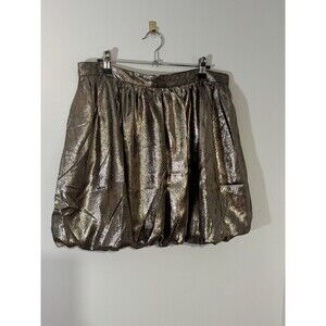 Madewell Gold Metallic Bubble Hem Zip Skirt Lined Party Size 10